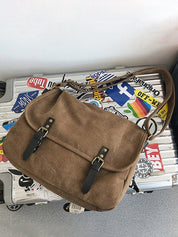 Buckle Strap Large Canvas Messenger Bag