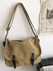 Buckle Strap Large Canvas Messenger Bag
