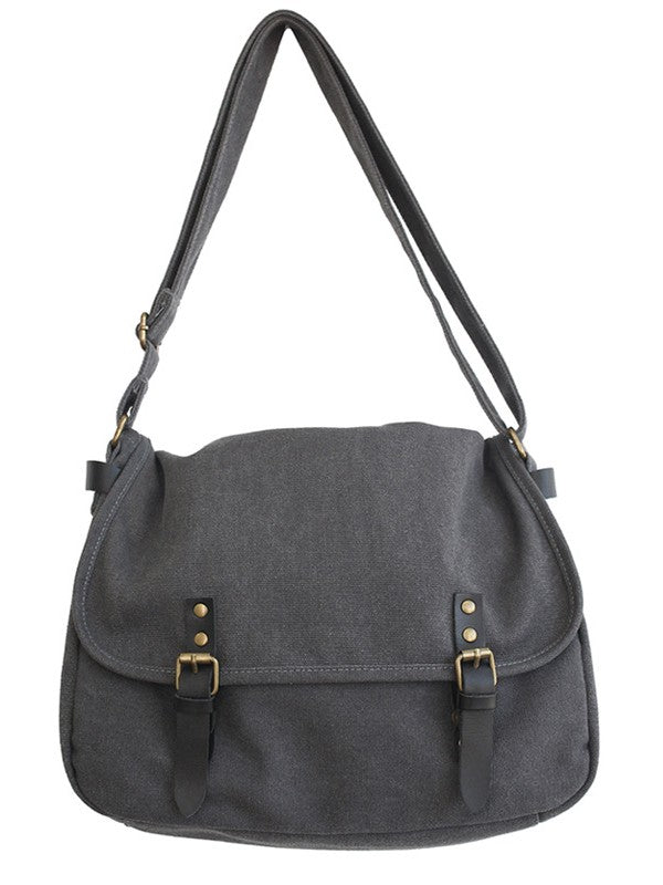 Buckle Strap Large Canvas Messenger Bag