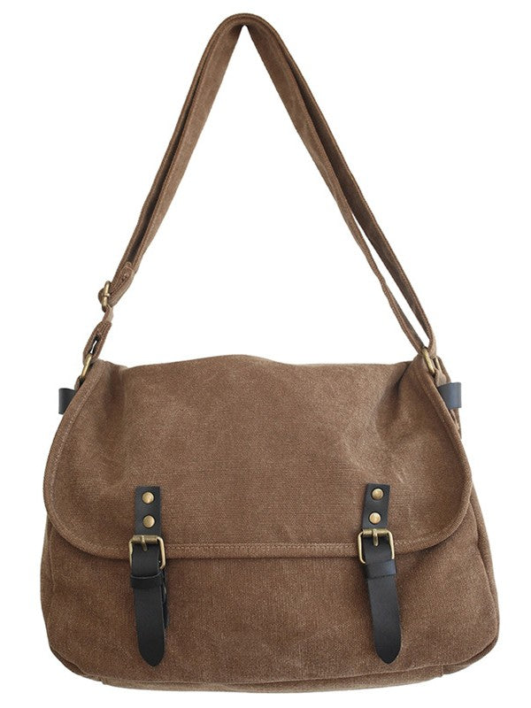 Buckle Strap Large Canvas Messenger Bag