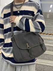 Buckle Strap Large Canvas Messenger Bag