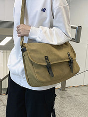Buckle Strap Large Canvas Messenger Bag