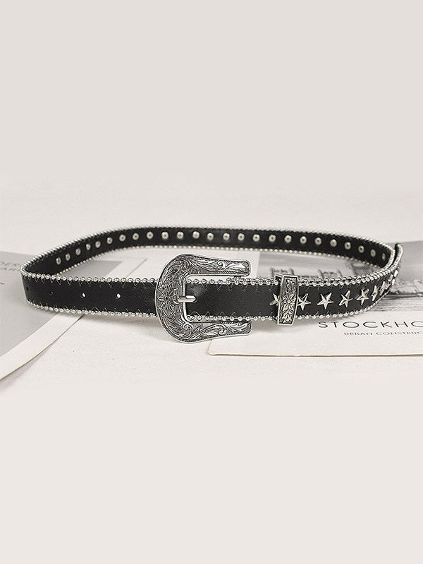 Vintage Punk Star Embellished Buckle Belt