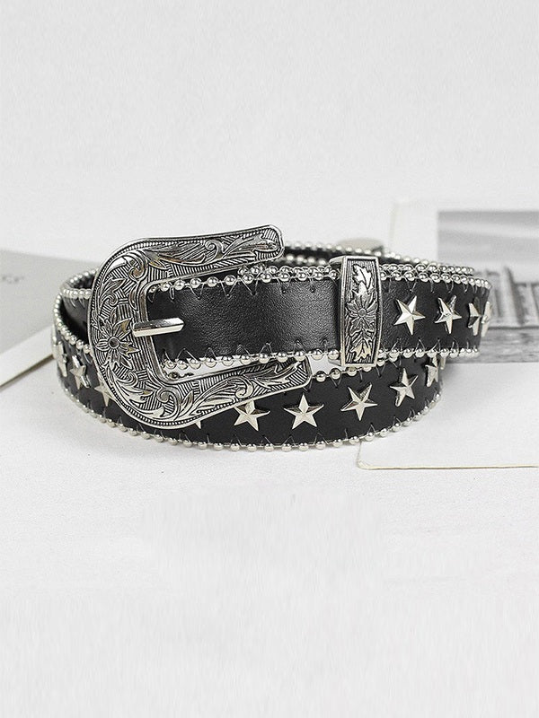 Vintage Punk Star Embellished Buckle Belt