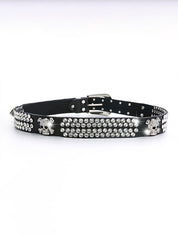 Rhinestone Skull Buckle Belt