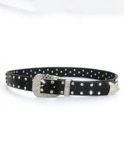 Rhinestone Skull Buckle Belt