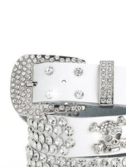 Rhinestone Skull Buckle Belt