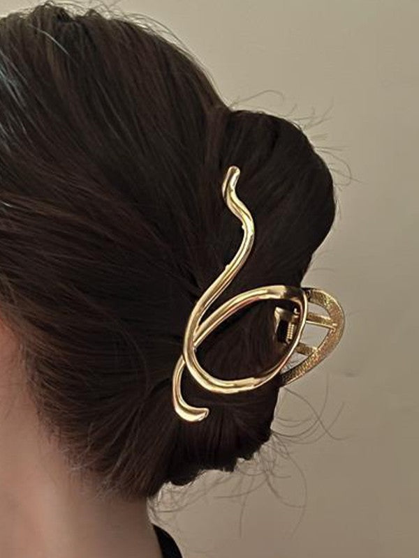 Wave Metal Large Hair Claw Clip