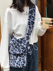 Leopard Print Fuzzy Crossbody Bag