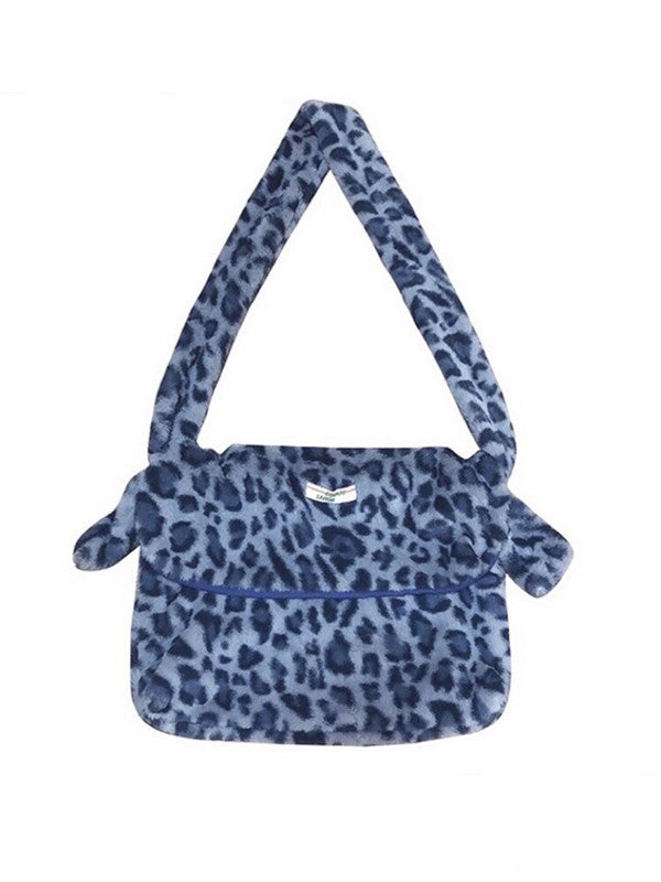 Leopard Print Fuzzy Crossbody Bag