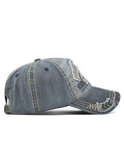 Vintage Shark Embroidered Distressed Baseball Cap