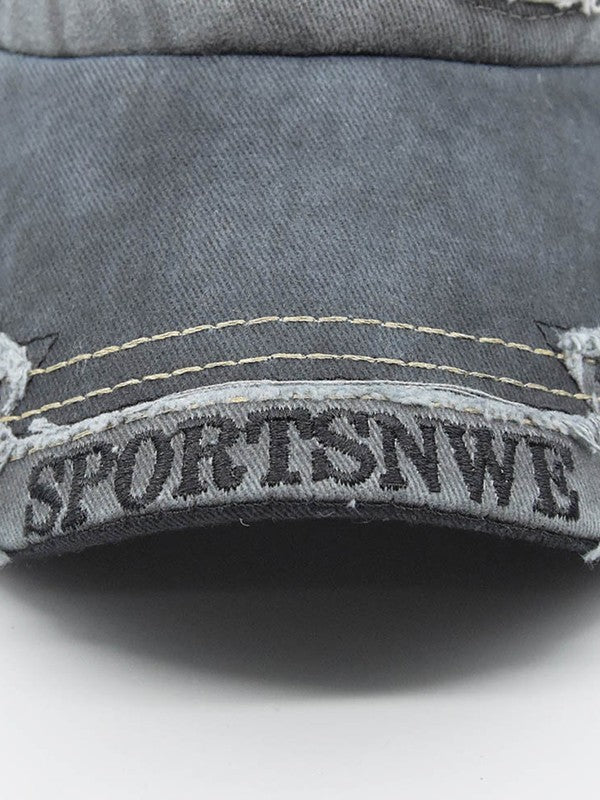 Vintage Shark Embroidered Distressed Baseball Cap