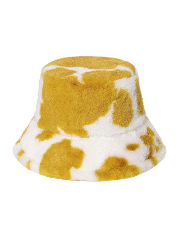 Cow Pattern Fuzzy Bucket Hat