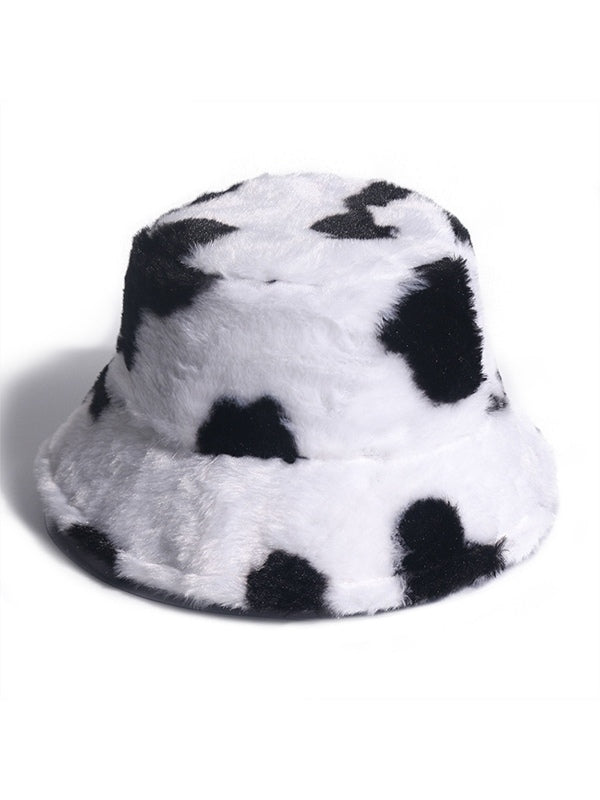 Cow Pattern Fuzzy Bucket Hat