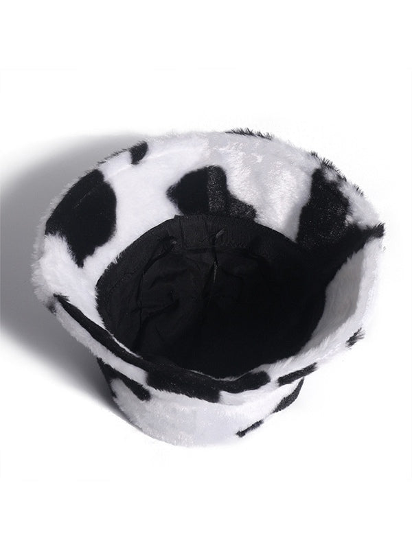 Cow Pattern Fuzzy Bucket Hat