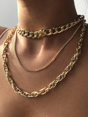 3pcs Simple Link Chain Necklace