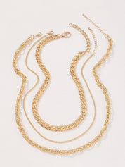 3pcs Simple Link Chain Necklace