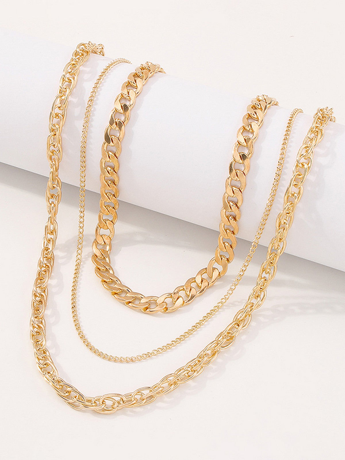 3pcs Simple Link Chain Necklace