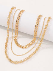 3pcs Simple Link Chain Necklace