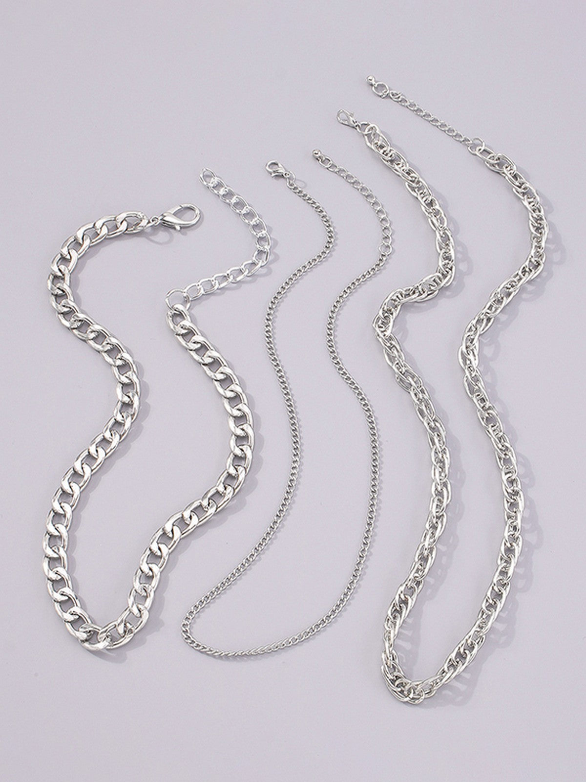 3pcs Simple Link Chain Necklace