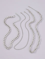 3pcs Simple Link Chain Necklace