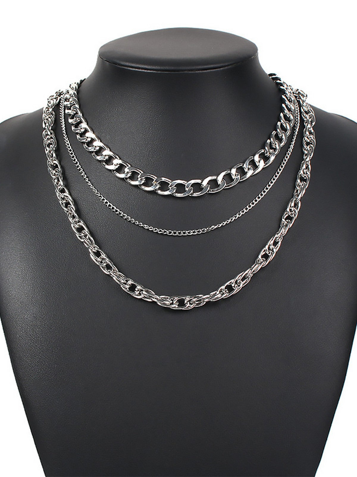 3pcs Simple Link Chain Necklace