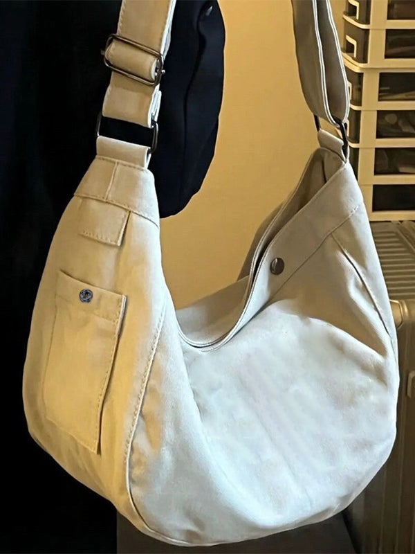 Embroidered Large Canvas Crossbody Bag