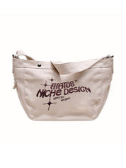 Embroidered Large Canvas Crossbody Bag