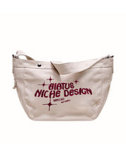 Embroidered Large Canvas Crossbody Bag