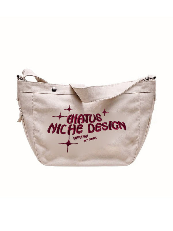 Embroidered Large Canvas Crossbody Bag