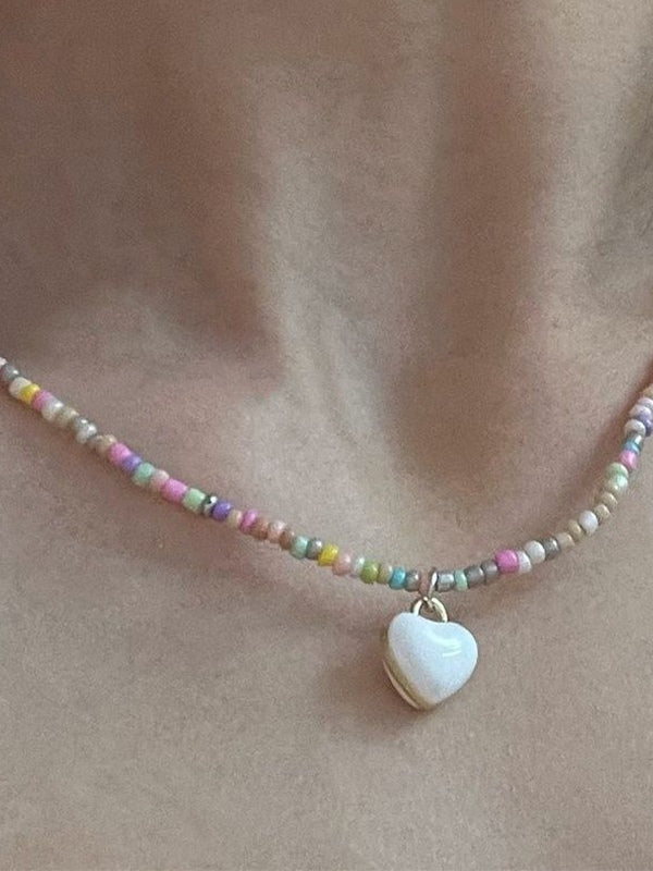Beads Heart Charm Necklace