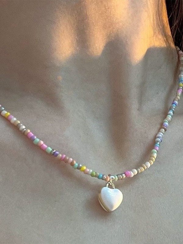 Beads Heart Charm Necklace