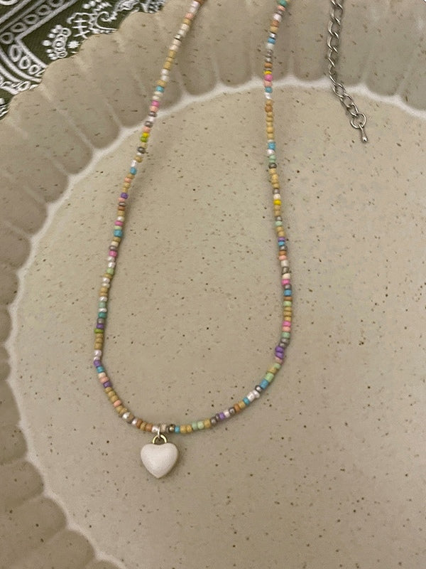 Beads Heart Charm Necklace