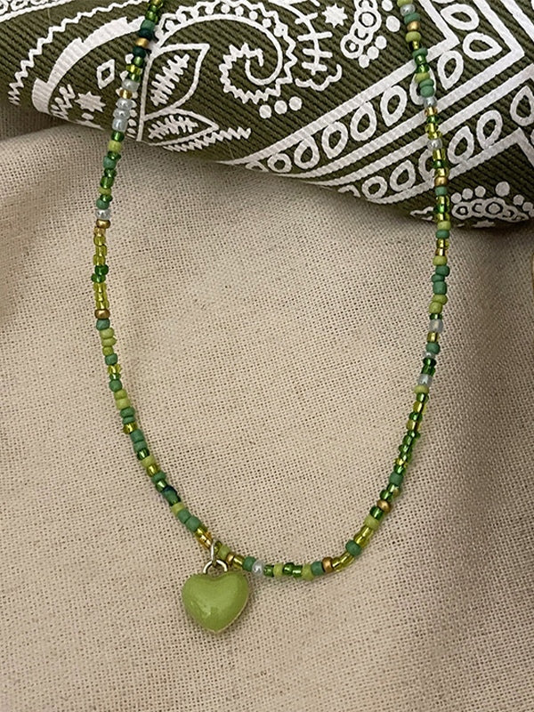 Beads Heart Charm Necklace