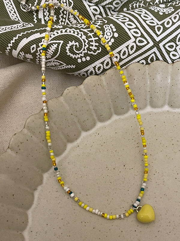 Beads Heart Charm Necklace