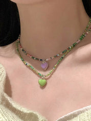 Beads Heart Charm Necklace