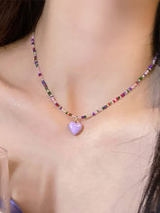 Beads Heart Charm Necklace