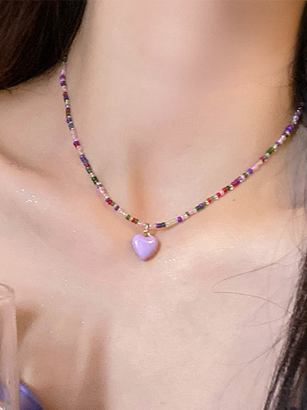 Beads Heart Charm Necklace
