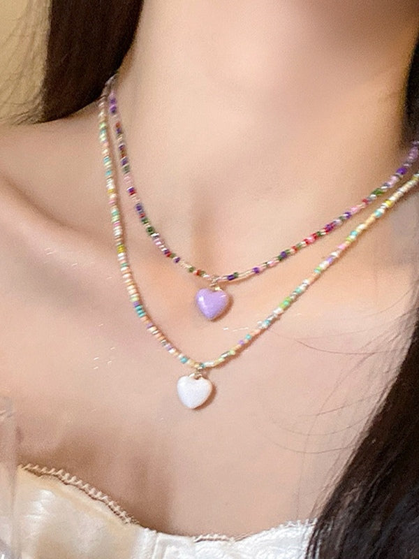 Beads Heart Charm Necklace