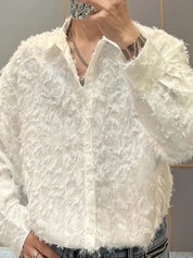 Men's Fuzzy Long Sleeve Button Down Shirt
