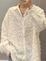Men's Fuzzy Long Sleeve Button Down Shirt