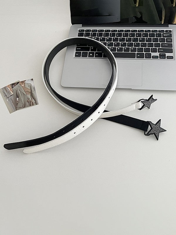 Rhinestone Star Pu Leather Belt