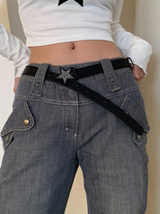 Rhinestone Star Pu Leather Belt