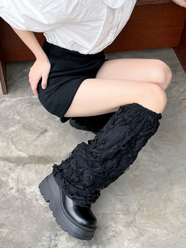Solid Color Distressed Y2K Leg Warmer