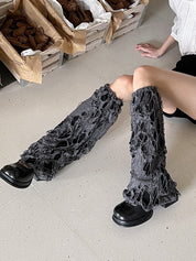 Solid Color Distressed Y2K Leg Warmer