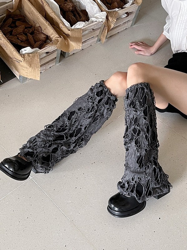 Solid Color Distressed Y2K Leg Warmer