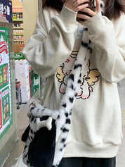 Fuzzy Dalmatian Crossbody Bag