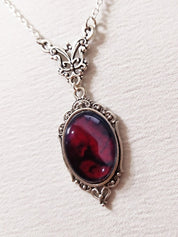 Gothic Oval Stone Pendant Necklace