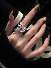 Grunge Fairy Butterfly Pattern Ring