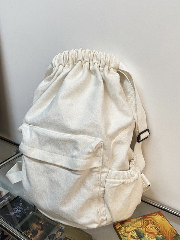Canvas Ruched Drawstring Backpack